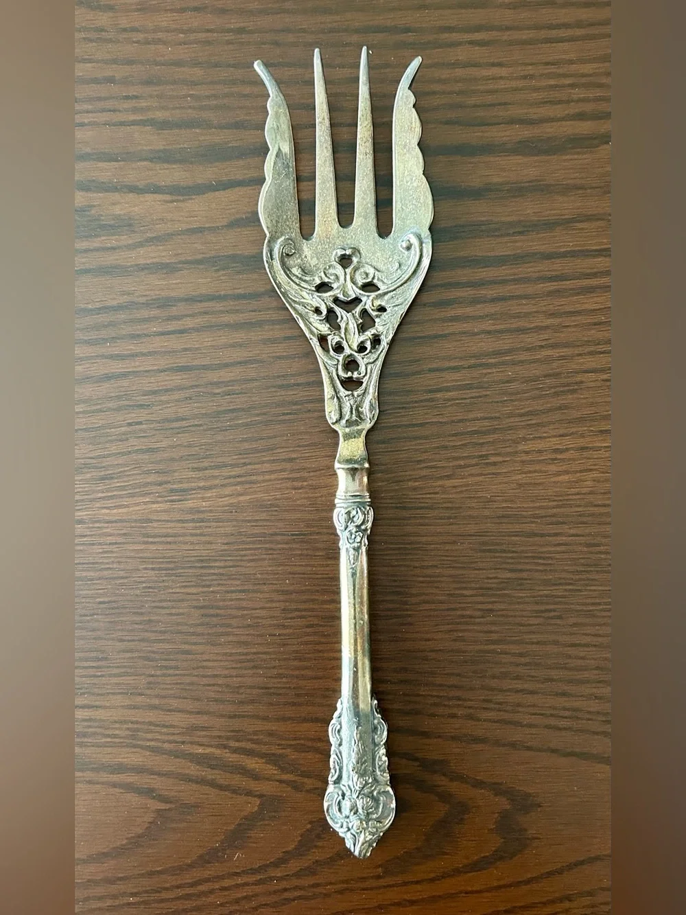 Ornate Vintage Large Silverplate Serving Fork